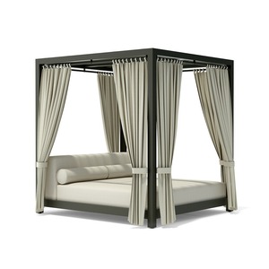 Modern Outdoor Canopy <b>Bed</b> with Steel Frame and Fabric Curtains for Patio Use - Product Image 6