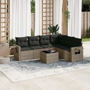Conjunto de Sofás de Jardín Grises de Ratán, Muebles de Exterior para 6 Personas, Resistentes a la Intemperie, Diseño Contemporáneo - Product Image 3