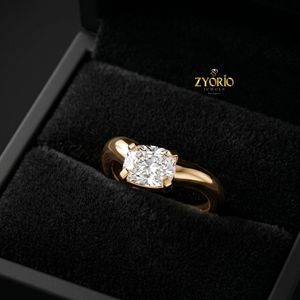 Bague de fiançailles solitaire en or 10 carats avec diamant de laboratoire taille poire, bague de mariage élégante, bague de promesse pour femme - Product Image 5