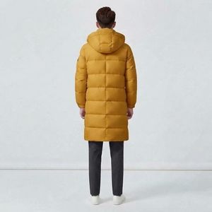 Men's Long Winter Puffer <b>Coat</b> Quilted Warm Jacket Full Sleeve Stand Collar Functional Pocket Design - Product Image 2