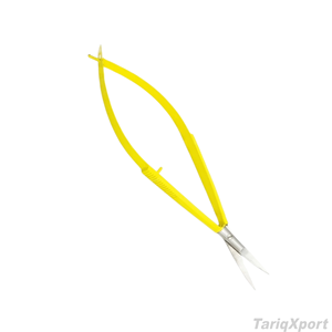 Tijeras Rectas Profesionales de Acero Inoxidable con Mango Recubierto en Amarillo para Extensión de Pestañas y Recorte de Cejas - Product Image 4