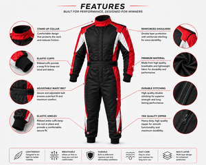 Trajes de Carreras de Karting para Adultos de Manga Larga para Invierno, Túnica Ignífuga de Alta Calidad con Cinturón, Ropa de Carreras de una Pieza para Karting y Deportes de Motor - Product Image 5
