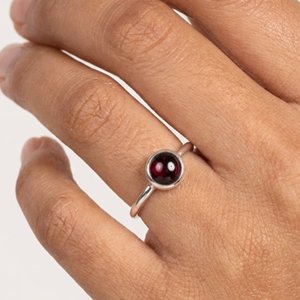 Lovely Round Shape Bezel Setting Garnet 925 <b>Sterling</b> <b>Silver</b> <b>Engagement</b> <b>Ring</b> Trendy Wedding & Anniversary Party Jewelry - Product Image 2