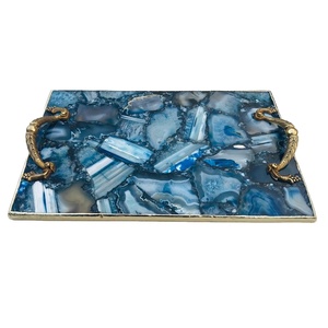Plateaux en Agate les plus chauds pour la maison et l'hôtel plateau de service en Agate avec poignée en métal plateau à bijoux en Agate pour article cadeau - Product Image 1