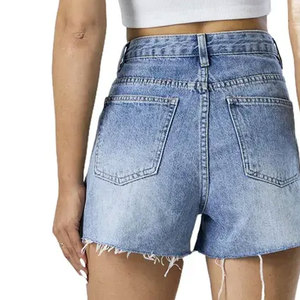 Shorts en jean déchirés style européen avec strass, nouvelle collection été, taille haute, coupe slim, pour femme - Product Image 6