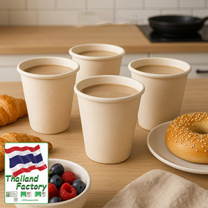 Vasos de Café <span class=keywords><strong>para</strong></span> Llevar, Biodegradables, de Doble Pared, Hechos de Bagazo de Caña de Azúcar, Desechables, con Tapa - Product Image 3