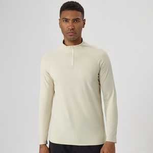 Suéter de Manga Larga con Cierre de Cremallera para Hombre, Color Sólido, Tejido Transpirable de Secado Rápido, Cuello Redondo, Corte Regular, 100% Algodón, Ropa de Otoño - Product Image 4