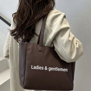Brown Vintage Fashion Minimalist PU <b>Leather</b> Tote Bag with Zipper Closure Polyester Lining-Beach Ready Women Men Shoulder <b>Handbag</b> - Product Image 4
