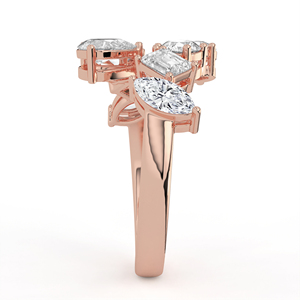 Anillo Artístico de Diamantes Multiforma con Corte Mixto Marquesa, Esmeralda, Redondo y Pera en Oro Amarillo, Joyería Abierta - Product Image 6