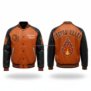 Veste universitaire personnalisée pour homme en PU noir et beige avec logo d'aigle brodé, numéro 18 sur le devant et le dos, tenue décontractée pour l'automne - Product Image 4