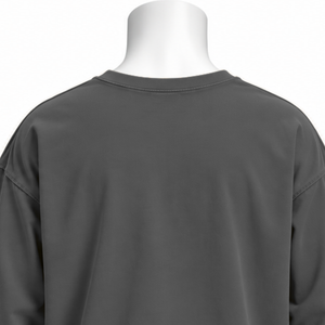 T-shirt à manches longues gris anthracite en coton épais, coupe oversize à épaules tombantes, délavage vintage, unisexe, style streetwear - Product Image 4