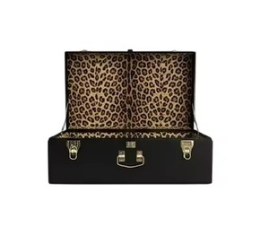 Coffret de rangement de luxe en velours bicolore vert émeraude et rose pâle, coffre à souvenirs décoratif en métal avec finition or rose - Product Image 2
