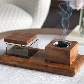 Wholesale Premium Mango Wood <b>Bakhoor</b> Burner Set with Acrylic Storage Box Bulk Traditional <b>Oud</b> Incense Holder Tray Modern Zen Mab - Product Image 3