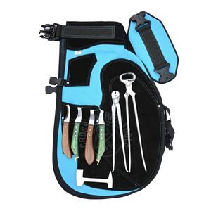 Kit d'attelage pour chevaux : Pince à sabots, Extracteur de clous, Polisseur, Tablier de sécurité et Ensemble de 4 couteaux à sabots à boucle avec lame tranchante - Product Image 1
