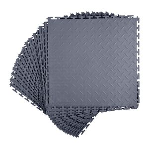 Set di 16 Piastrelle Modulari Incastrabili per Pavimenti di Garage 20,2 X 20,2 X 0,2 cm, Antiscivolo in Plastica con Superficie Diamantata - Product Image 1