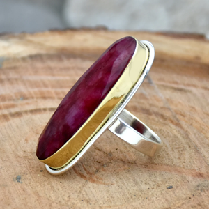 Long Pink Ruby Gemstone <b>Ring</b> Elegant Handmade Ruby <b>Statement</b> <b>Ring</b> Vintage Style Jewelry Gift for Her - Product Image 2