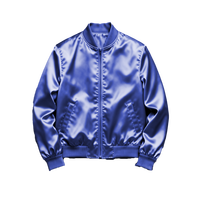 Blouson Bomber Homme Slim Fit Col Montant Brodé en Satin Zippé Épais Style Streetwear Décontracté Soirée Tendance Manches Longues Brillant Hiver