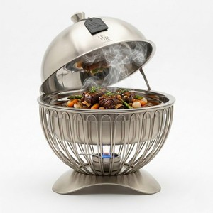 Premium Royal Style Round Chafing Dish Luxury Brushed Polished <b>Buffet</b> Set Food <b>Warmer</b> with Stand for Middle East Hotel Equipment - Product Image 3