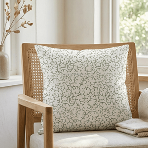 Housse de coussin en coton imprimée à la main, motif cachemire et feuilles, avec fermeture éclair, durable, imprimée à la main, très vendue - Product Image 1