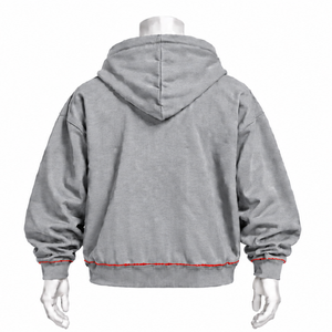 Sweat-shirt à capuche gris clair Indus brodé, motif floral, poche kangourou, coupe décontractée, streetwear décontracté, pull d'hiver - Product Image 2