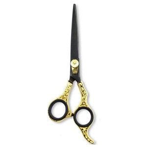 Ciseaux de coiffeur professionnels de beauté en acier inoxydable noir de 6 pouces, ensemble émoussé en caoutchouc céramique tranchant - Product Image 4