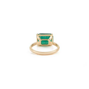 Magnifique bague de fiançailles classique en or jaune 18 carats avec émeraude solitaire, design East West, best-seller, bijoux personnalisés - Product Image 6