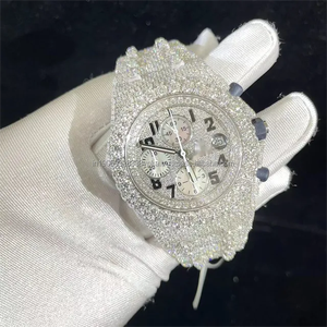 Durable Luxury 41mm Moissanite <b>Watch</b> for Men Two Tone Dial Glass Wristwatch Iced Hip Hop Style High Quality <b>Rubber</b> Strap Direct - Product Image 3