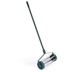 18-Inch Anti-Slip Handle <b>Manual</b> <b>Lawn</b> <b>Aerator</b> with Tine Spikes Rolling Design for Easy Use - Product Image 1