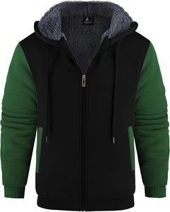 Mens green zip up hoodie soft fleece <b>jacket</b> casual warm sweatshirt with hood long sleeve comfortable everyday wear - Product Image 6