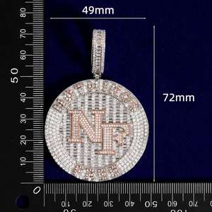 Pendentif en argent sterling 925 certifié VVS Moissanite, entièrement serti, style Hip Hop, en promotion - Product Image 2