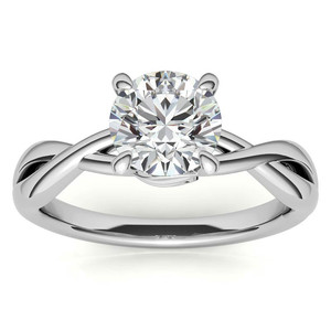 Elegante anillo solitario de diamante cultivado en laboratorio, estilo infinito redondo, con detalles de hojas, en oro de 18k, para mujeres y niñas. - Product Image 1