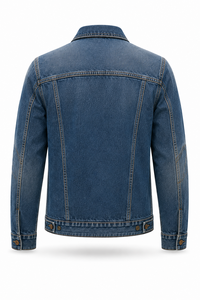Chaqueta Vaquera para Hombre, Corte Regular, Lavado a la Piedra, Cierre de Botones, Estilo Casual, para Otoño, 100% Algodón, Tejido de Sarga, Diseño con Puntadas Decorativas - Product Image 4