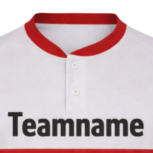 Camiseta de Béisbol Roja Personalizada con Botones y Detalles a Rayas, Número de Jugador y Colores del Equipo Personalizados para Ropa Deportiva Masculina - Product Image 5