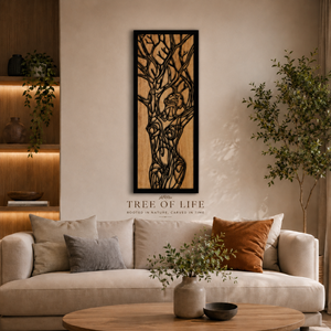 Décoration murale en bois découpée au laser de qualité supérieure, motif femme et arbre |   Décoration murale en bois d'inspiration naturelle, symbole féminin sacré, pour la maison, le bureau et le salon - Product Image 2