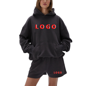 Women's Baggy Oversized Cotton Tracksuits 2 Piece <b>Set</b> Gym Fitness Short <b>Sets</b> Customize Hoodie and Shorts <b>Set</b> for Women - Product Image 1