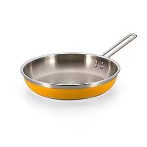 Polished Stainless Steel Body With Dark Wooden Style Handle Frying <b>Pan</b> Elegant Modern Cooking <b>Pan</b> For Luxury Kitchens - Product Image 4