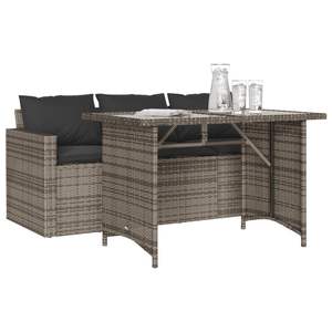 Conjunto de Comedor de Jardín de Ratán PE Gris de 3 Plazas con Fundas Extraíbles - Product Image 3