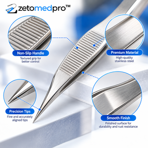 Pinzas de Precisión de 15 cm de Acero Inoxidable Plateado, Personalizadas, con Punta Fina, Herramienta Manual para Belleza y Manualidades, ZETOMEDPRO - Product Image 3