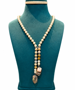 Collier tendance 2026 en perles de culture avec double pampille pour femme, bijou élégant en Y, cadeau idéal - Product Image 1