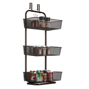Stylish Black Metal 3 Tier Spice <b>Rack</b> For Tea Coffee And Sugar Organizer Seasoning Container Holder And Grocery Organization - Product Image 1
