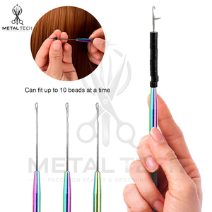 Professional Hair Extension Loop <b>Needle</b> Tool Stainless Steel Wire Pulling Hook <b>Threader</b> Set for Micro Ring Bead Installation - Product Image 5
