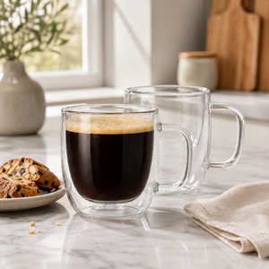 Taza de Café de Vidrio Borosilicato de Doble Pared, 150 ml, Moderna, Sostenible, Aislada, Libre de Plomo, para Té y Latte, al por Mayor - Product Image 1