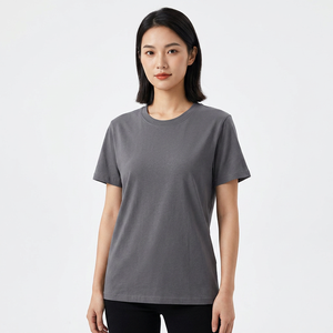 T-shirt en coton pour homme, coupe classique, col rond, manches courtes, couleur unie, décontracté, respirant, jersey tricoté, design uni - Product Image 3