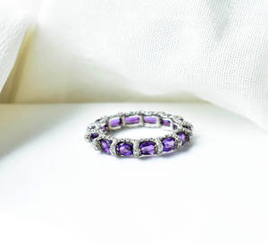 Bague Statement en Améthyste Royale Naturelle, style Eternity Bloom Halo Cluster, en Argent Sterling 925, fabriquée à la main pour un usage quotidien - Product Image 4