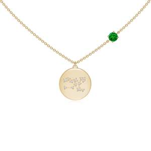 Heavenly 14K <b>Solid</b> <b>Gold</b> Natural Emerald Taurus Medallion <b>Pendant</b> Fine Jewellery Neo Heritage Anniversary Gift For Her 2026 - Product Image 1