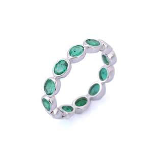 14K Solid <b>Gold</b> Emerald Eternity Band-Resizable Wedding <b>Ring</b> - Product Image 2