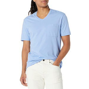 เสื้อยืดคอกลมผู้ชาย สีฟ้าอ่อน แขนสั้น ทรงปกติ สวมใส่สบาย ผ้าเจอร์ซีย์คอตตอน 100% เนื้อนุ่ม 180 กรัม - Product Image 3