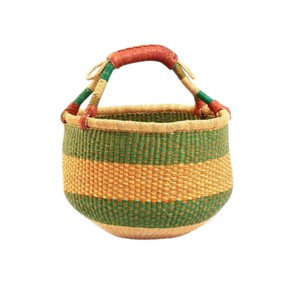 Panier en jonc de mer tressé à la main, vert naturel à rayures naturelles, pour plantes d'intérieur, avec garantie commerciale - Product Image 4