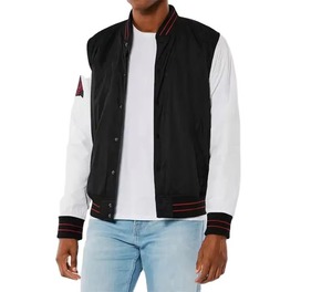 Premium Wool Canvas Varsity <b>Jacket</b> Stand Collar Front Logo High Performance <b>Mens</b> Winter <b>Jacket</b> <b>Long</b> Sleeves Stylish Design - Product Image 2