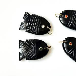 Pendentif Poisson en Onyx Noir AAA, Collier en Argent 925 Fait Main avec Pierre Précieuse, Breloque en Cristal de Guérison Sculptée à la Main, Bijoux de Luxe Tendance en Gros - Product Image 4